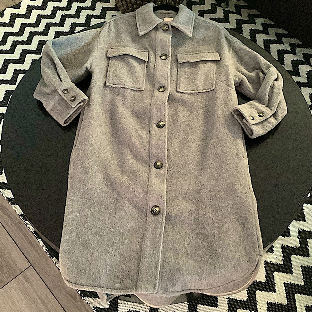 H&M Gray Wool Blend Shirt Jacket